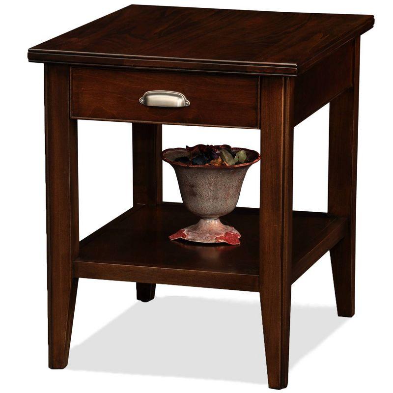 Laurent Chocolate Cherry Solid Wood End Table with Drawer and Shelf