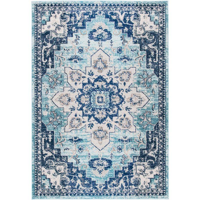 Madison MAD473 Power Loomed Indoor Area Rug - Teal/Navy - 5'3"x7'6" - Safavieh