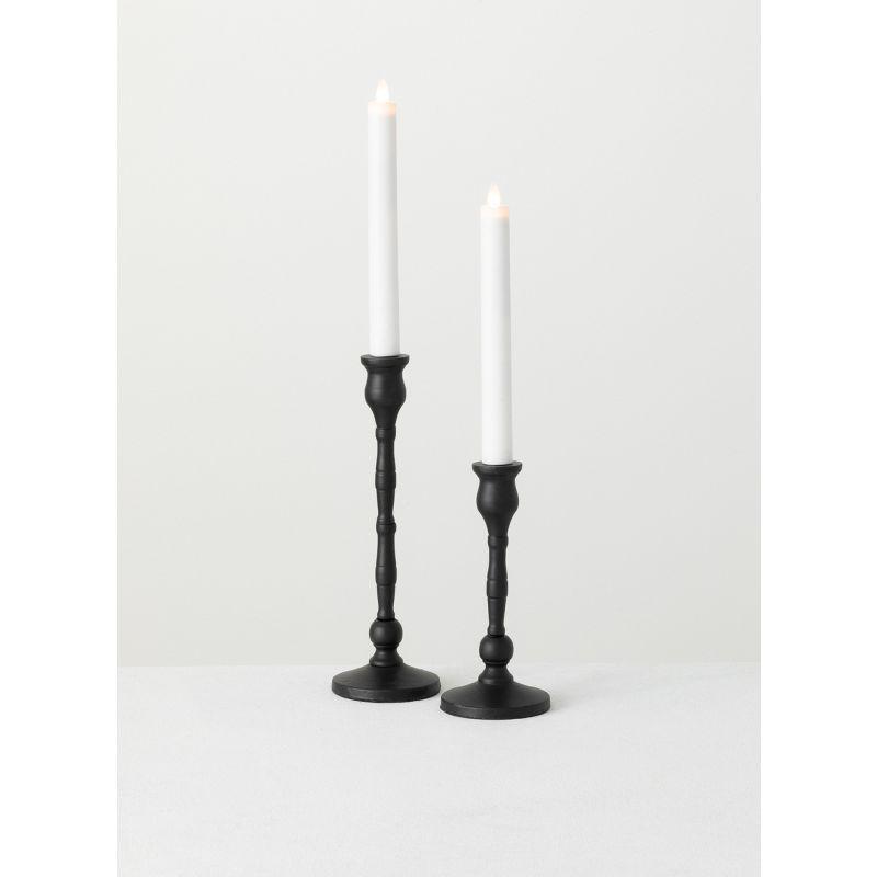 Sullivans Set Of 2 Iron Taper Candle Holders 12.5"H & 15.25"H Black