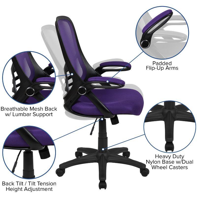 Flash Furniture Cappello High-Back Mesh Swivel Ergonomic Office Chair with Flip-Up Arms