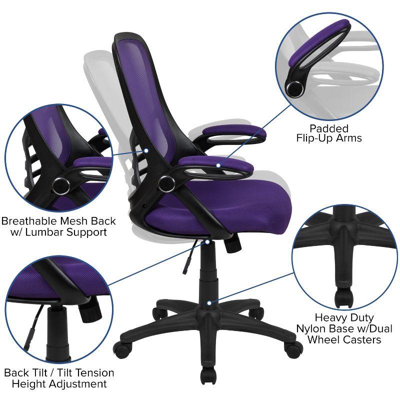 Flash Furniture High Back Mesh Ergonomic Swivel Office Chair with Flip-up Arms