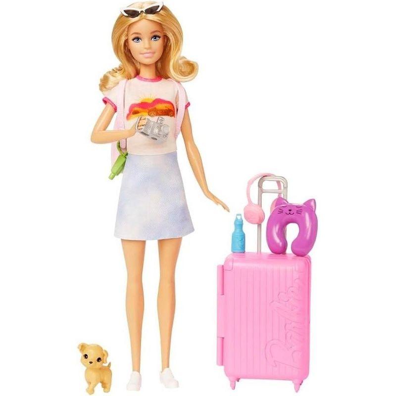 Barbie Doll and Accessories Travel Set with Puppy