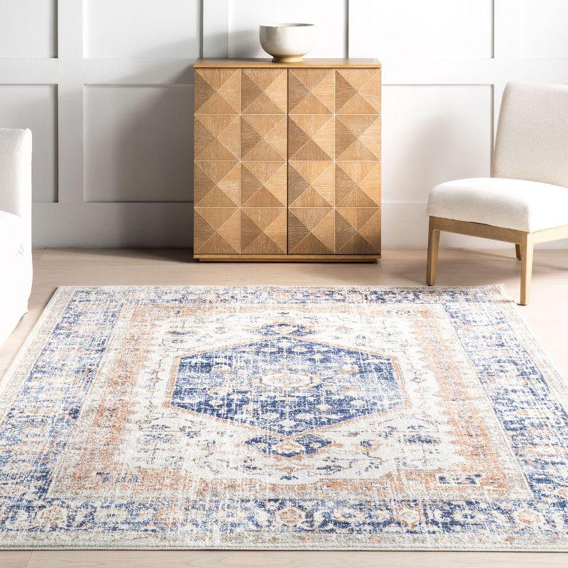 Nuloom Jacquie Oriental/Persian 3x5 Accent Indoor Area Rug for Living Room Bedroom Dining Room Entryway Kitchen, Blue/Ivory