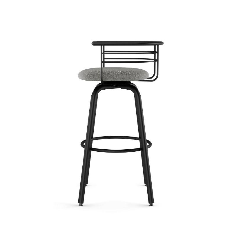 Amisco Turbo Upholstered Counter Height Barstool Gray/Black: 26" Seat, Steel Frame, Polyester Textile, Spot Clean