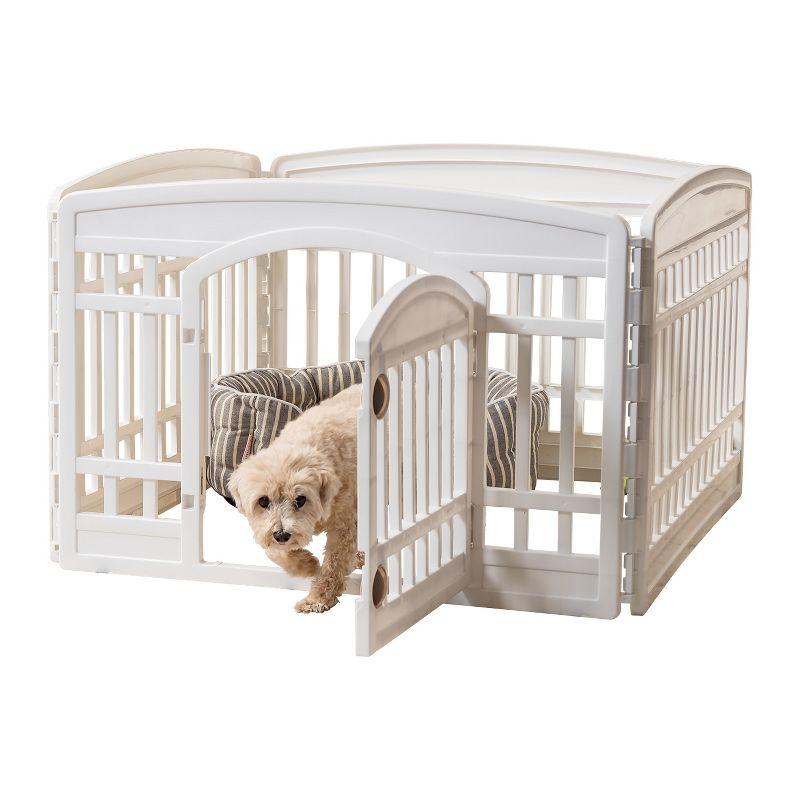 White 24"H Foldable Plastic Pet Playpen with Door