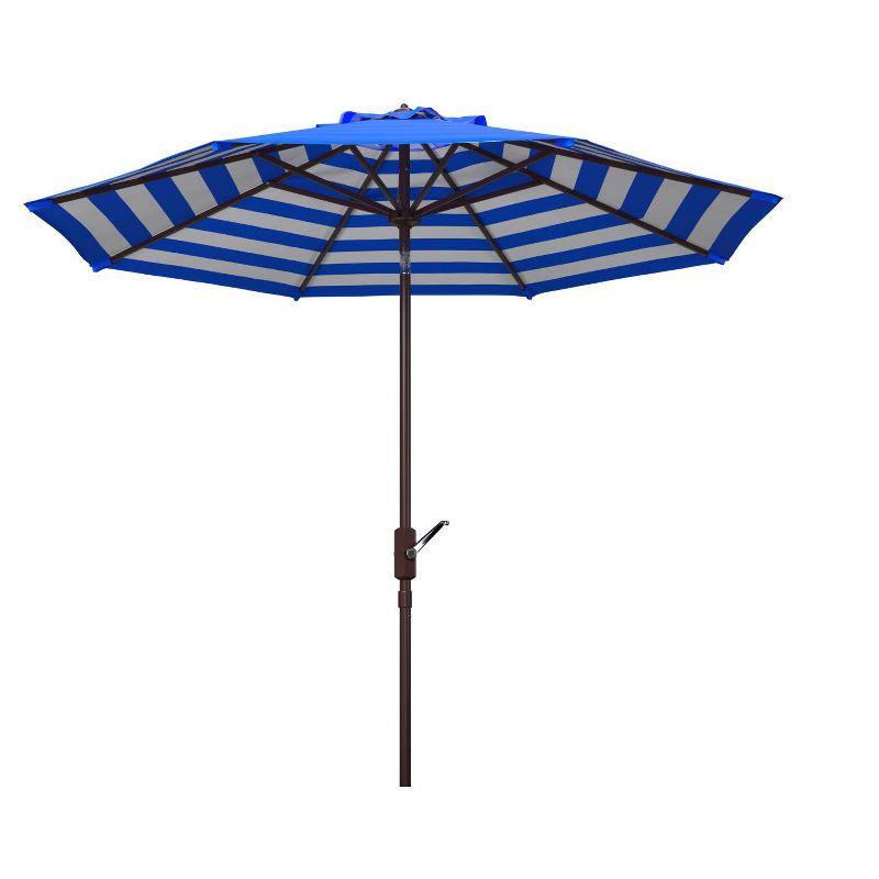 Pacific Blue and White Striped 9-Foot Aluminum Crank Umbrella