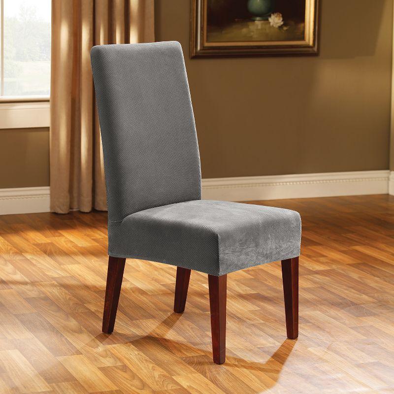 Flannel Grey Stretch Pique Dining Chair Slipcover