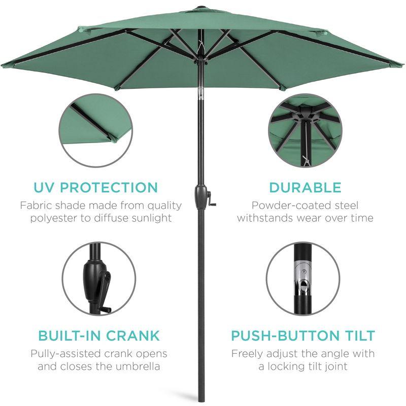 Best Choice Products 7.5ft Heavy-Duty Outdoor Market Patio Umbrella w/ Push Button Tilt, Easy Crank - Seaglass