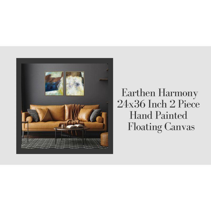 Gallery 57 (Set of 2) 24"x36" Earthen Harmony Abstract Hand Painted Floating Framed Canvas Wall Arts: Transitional Style