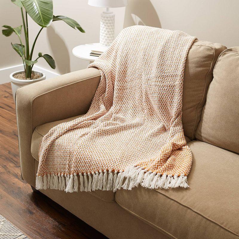 50"x60" Woven Throw Blanket Pumpkin Spice - Design Imports: Lightweight, Machine Washable