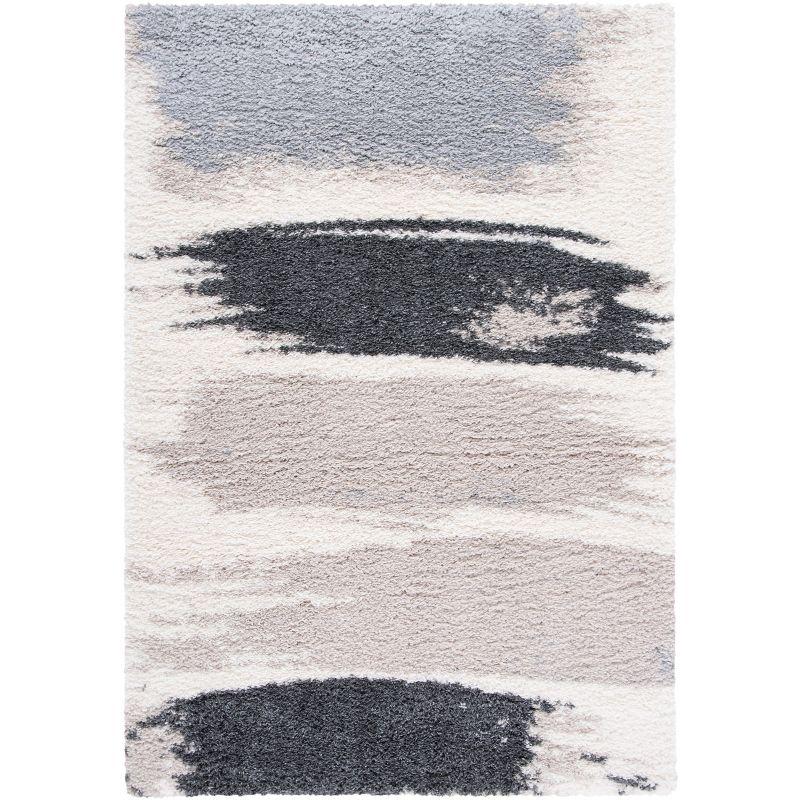 Fontana Ivory and Gray Shag Area Rug 2' x 3'