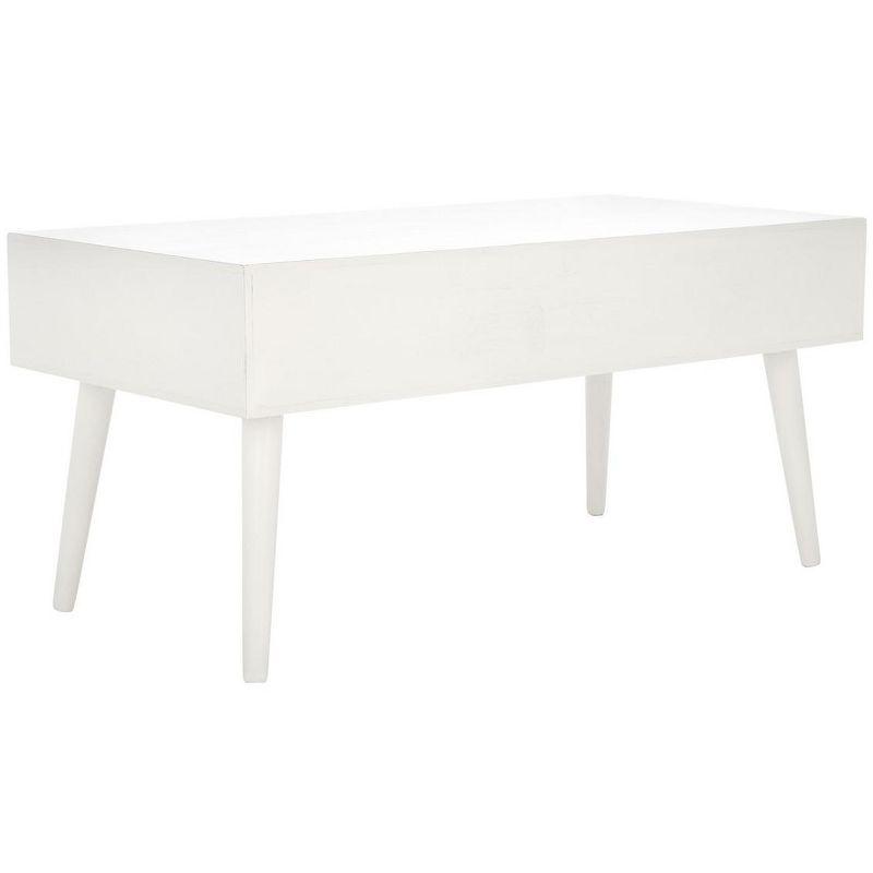 Mozart Mid-Century Coffee Table - Distressed White - Safavieh