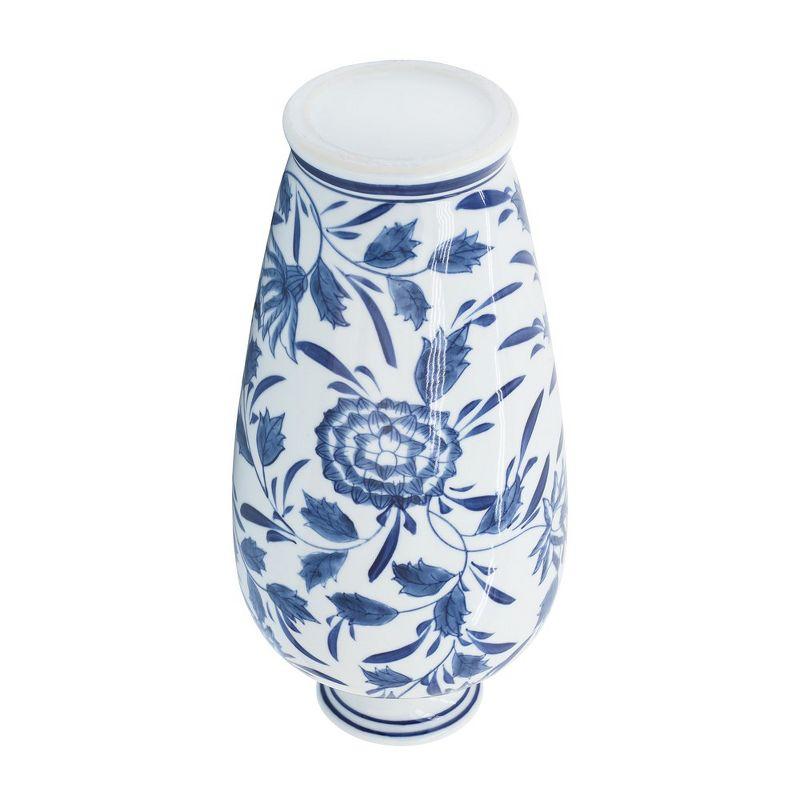 Sagebrook Home 13" Ceramic Vase - Contemporary Blue and White Chinoiserie Design Floral Vase For Decorative Table Accent