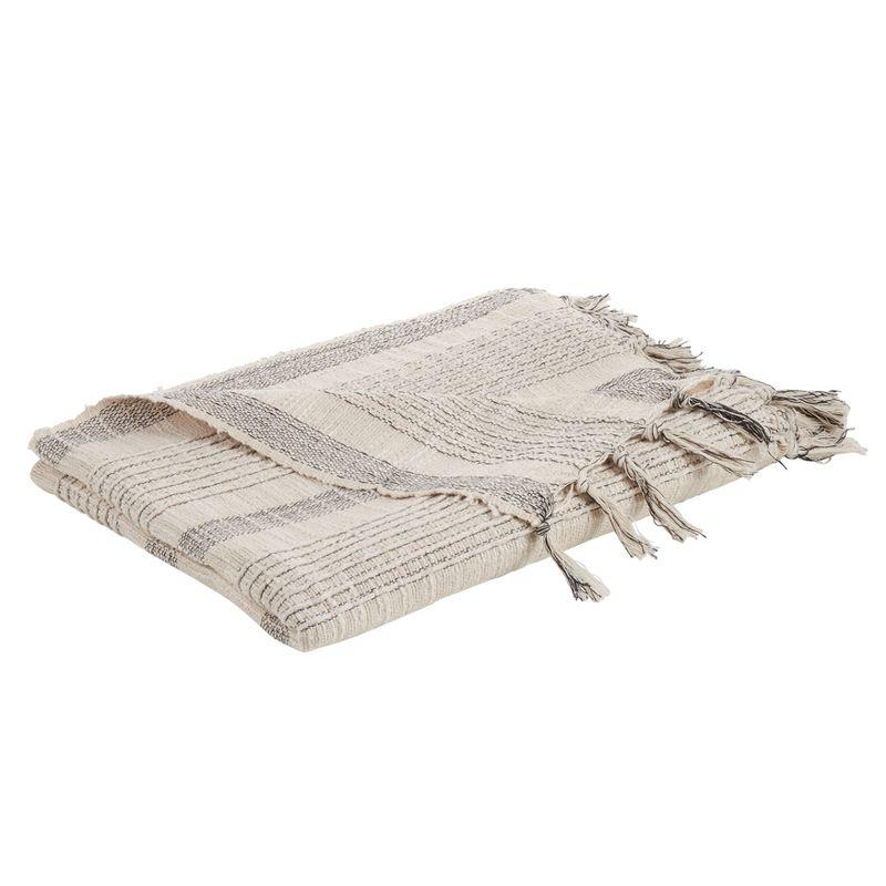 Saro Lifestyle Saro Lifestyle Woven Throw Blanket With Striped Design, Ivory, 50"x60"