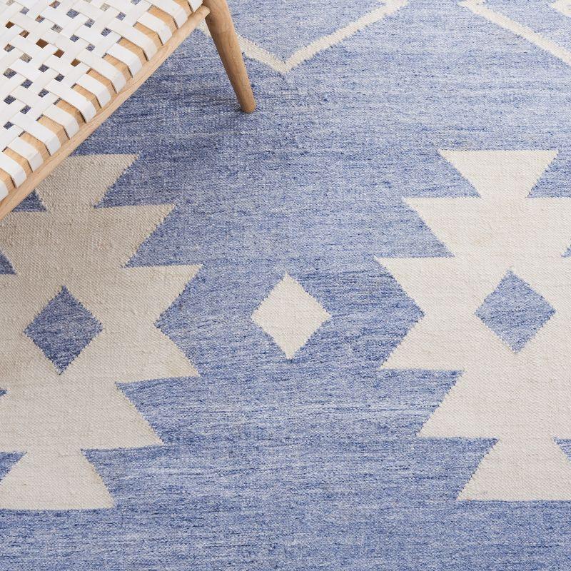 Kilim With Fringes KLM764 Flat weave Area Rug - Blue/Ivory - 5'x8' - Safavieh