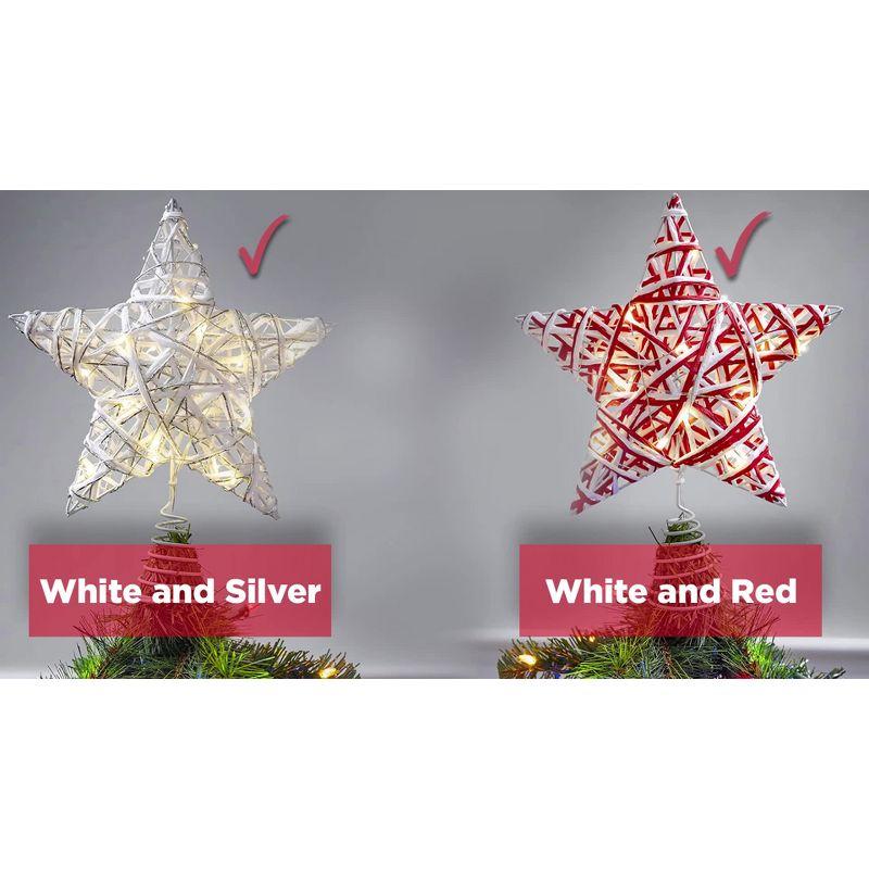 Ornativity Christmas Rattan Lit Tree Topper - White and Silver