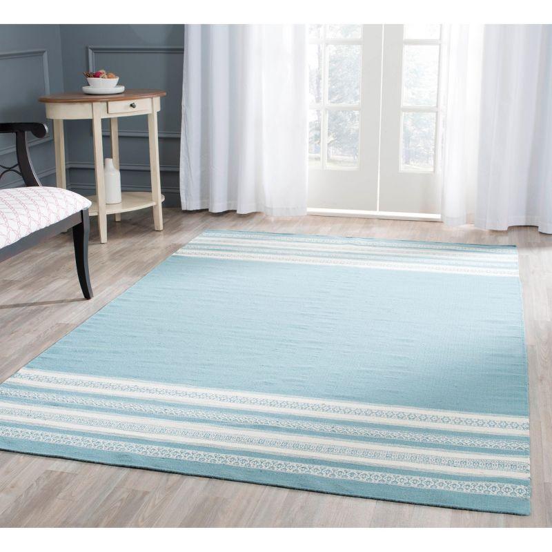 Dhurries DHU601 Hand Woven Area Rug - Turquoise - 3'x5' - Safavieh.