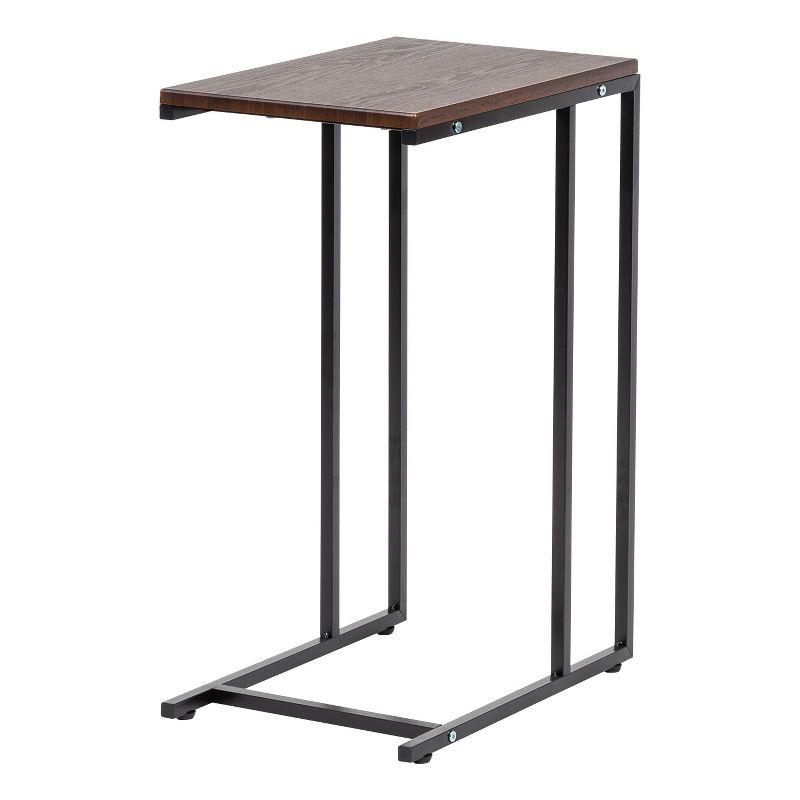 IRIS USA Wood and Metal Frame Side Table, Accent Sofa End Table Coffee Snack, Bedroom Night Stand, Living Room Computer Desk, C-Shape Wide