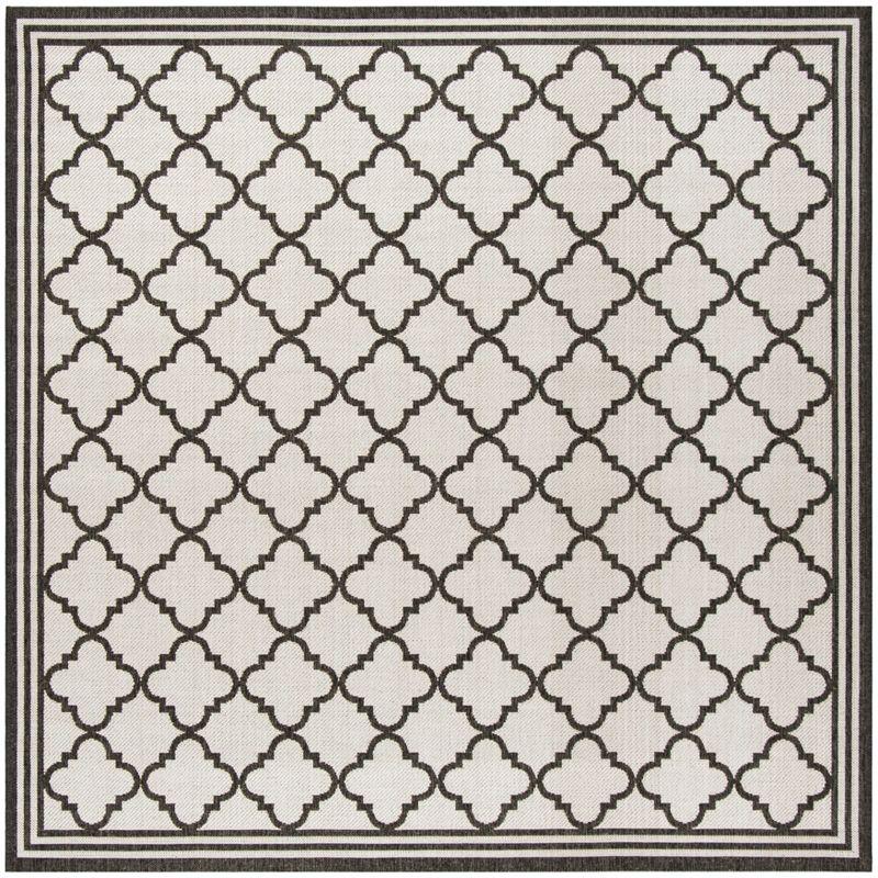 Beach House BHS121 POWER LOOMED Indoor/Outdoor Area Rug - Light Grey/Charcoal - 4'x4' - Safavieh