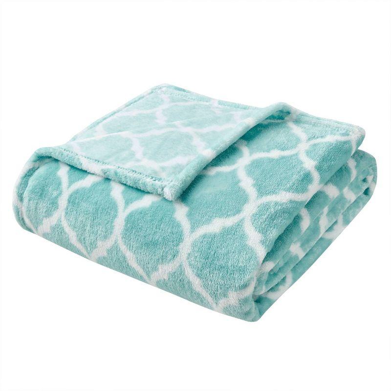 Aqua Ogee Knitted Oversized Plush Throw 60" x 70"