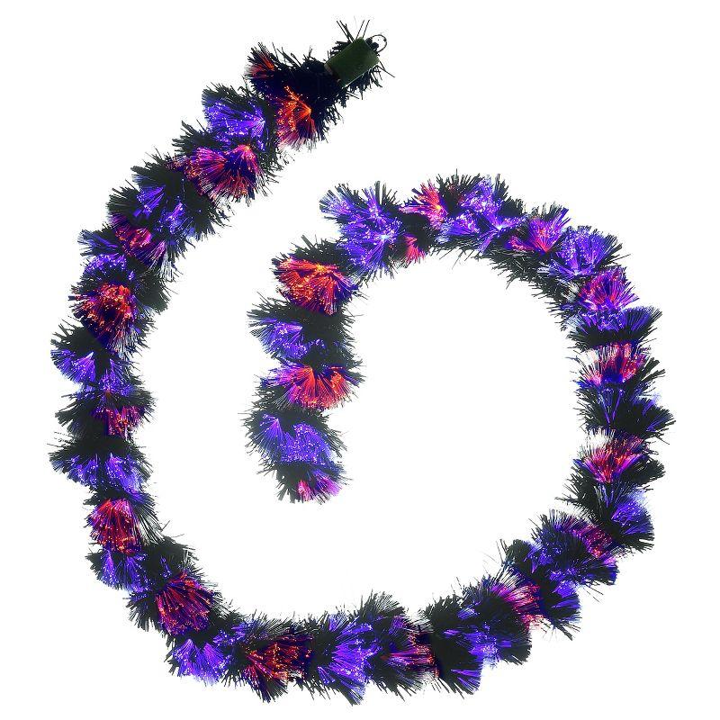 National Tree Company 9 ft. Black Fiber Optic Garland with Purple and Orange Lights