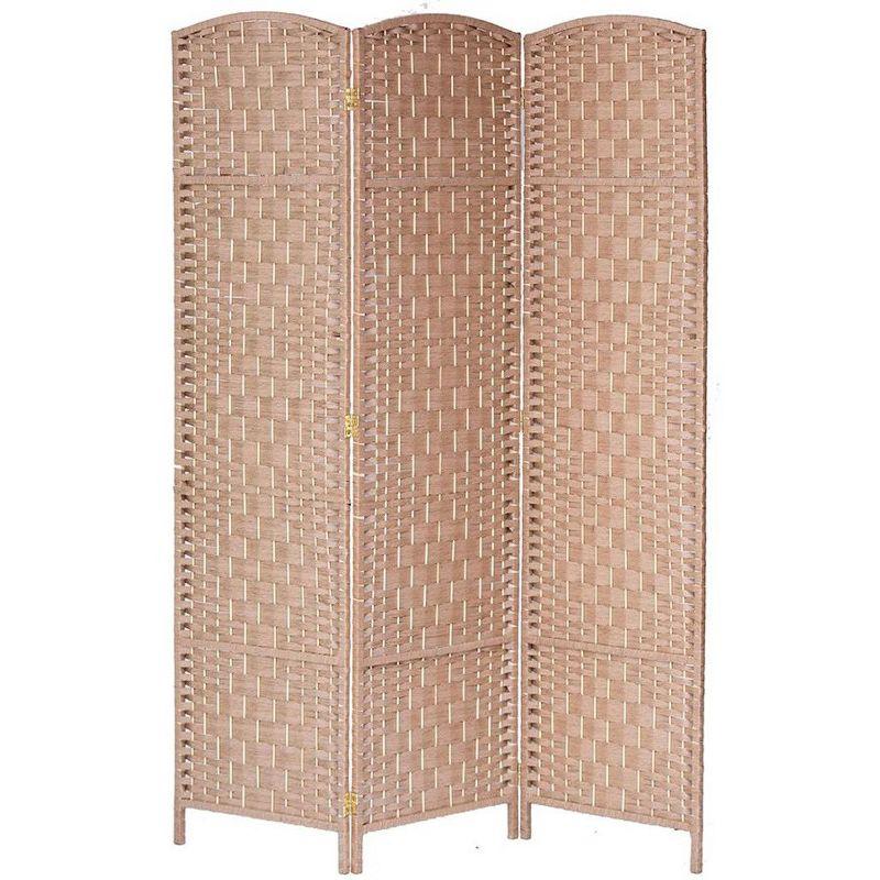 Natural Diamond Weave Bamboo Fiber 3-Panel Room Divider