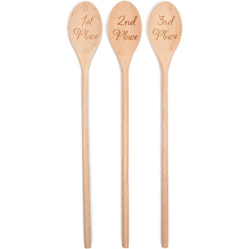 Beechwood Engraved 14" Wooden Serving Spoons Set