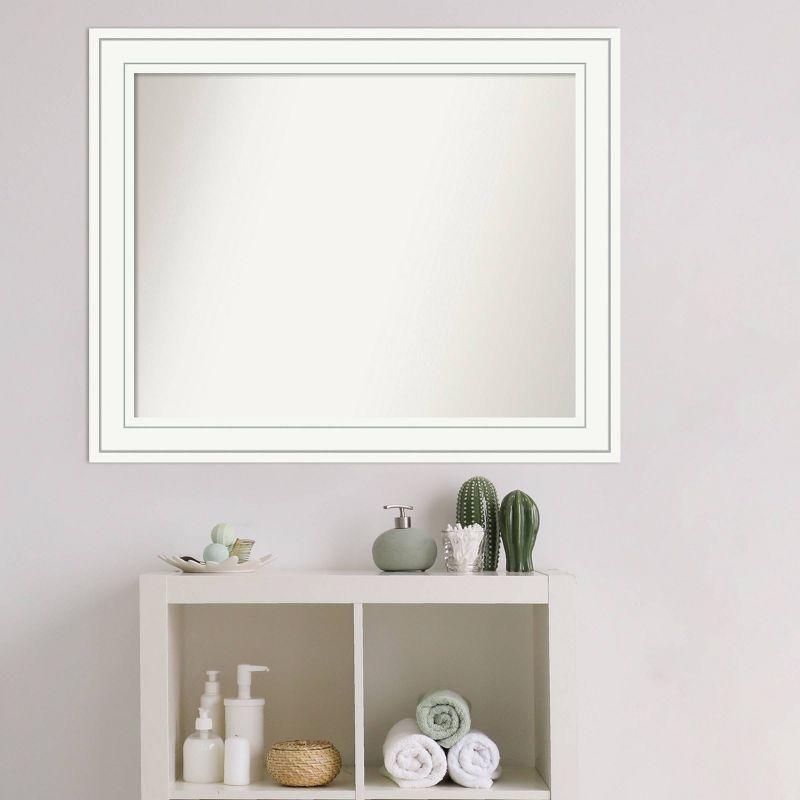 33" x 27" Non-Beveled Craftsman Wood Bathroom Wall Mirror White - Amanti Art: Modern Style, Wall Mounted, Includes Hardware