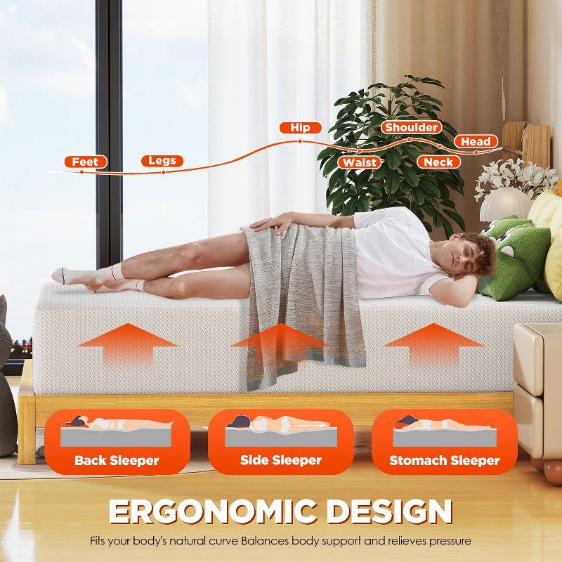 FDW 12 inch Full Bamboo Charcoal Memory Foam Mattress Cooling Gel Infused Mattress CertiPUR-US Certified Breathable Bed Mattress,White Full