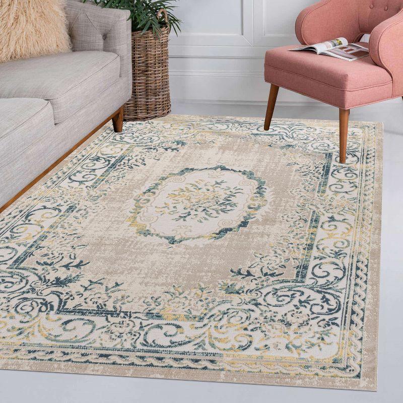 JONATHAN Y Rosalia Cottage Medallion Navy/Ivory 3 ft. x 5 ft. Area Rug