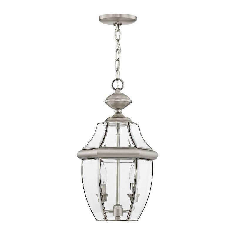 2 Light Outdoor Chain Lantern Pendant with Clear Glass Shade