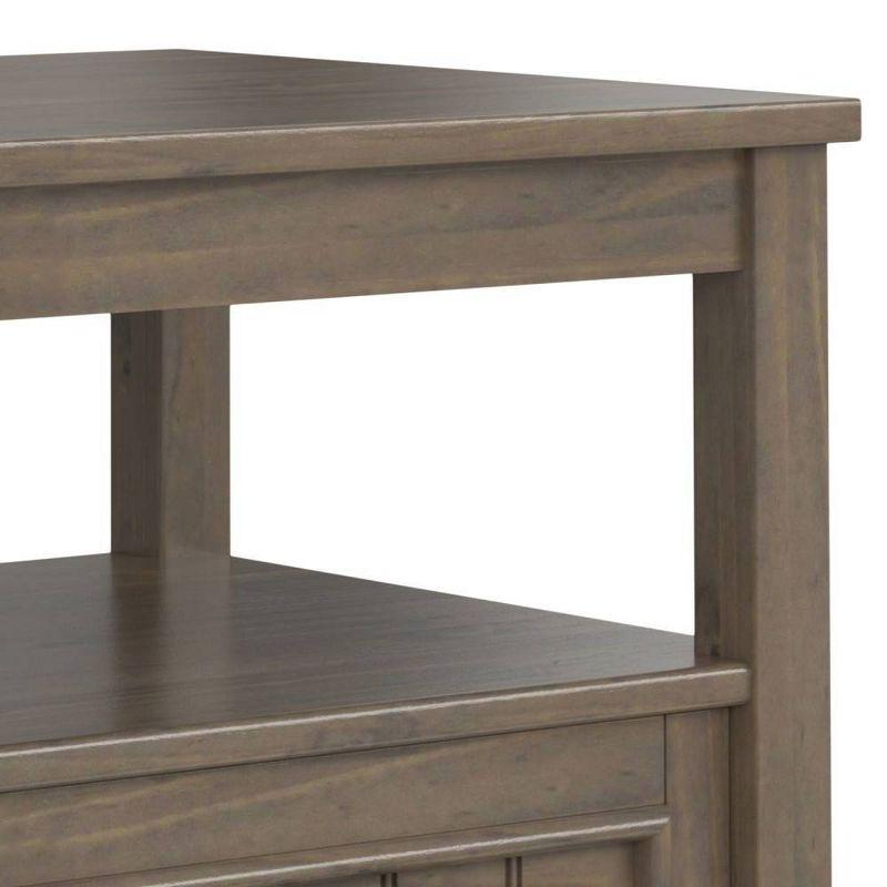 WyndenHall Rowan End Table with Bottom Drawer Smoky Brown: Transitional Style, Square Side Table with Fixed Shelf