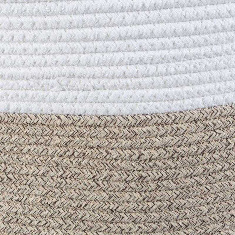 Home-Complete XL Woven Rope Basket Natural: Coiled Cotton Storage for Blankets, Large Circular Decorative Basket, 21.7"