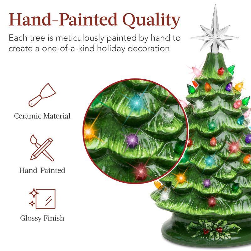 Best Choice Products 15in Ceramic Christmas Tree, Pre-lit Hand-Painted Holiday Decor w/ 64 Lights