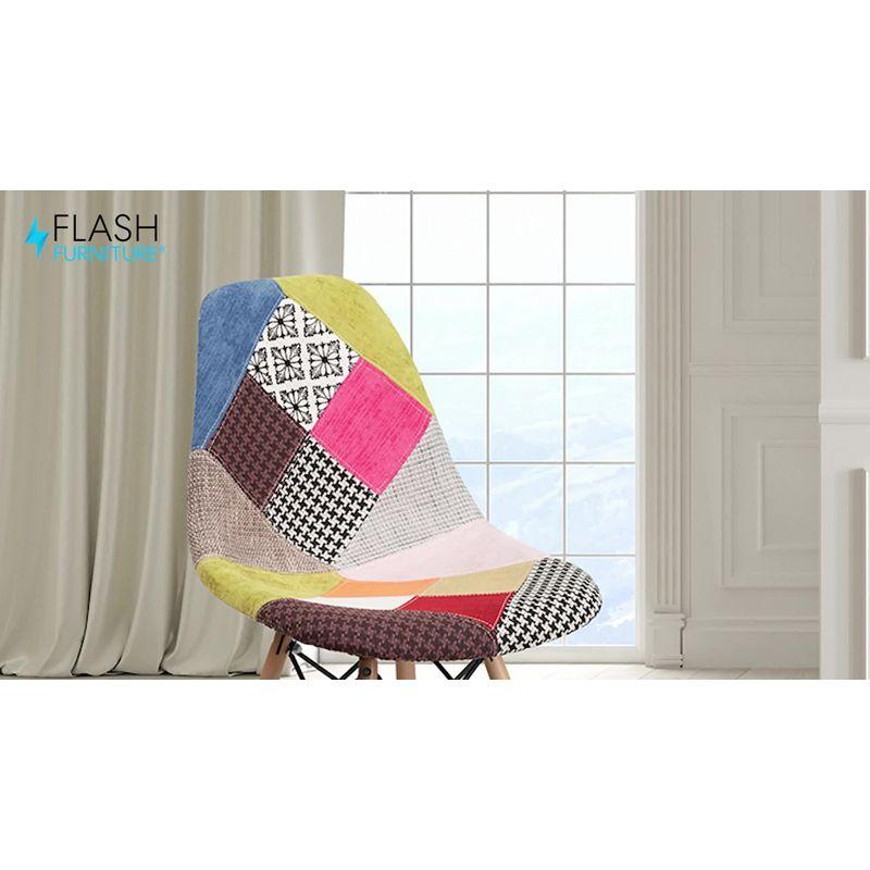 Milan Patchwork Multicolor Fabric Chair with Artistic Wooden Legs