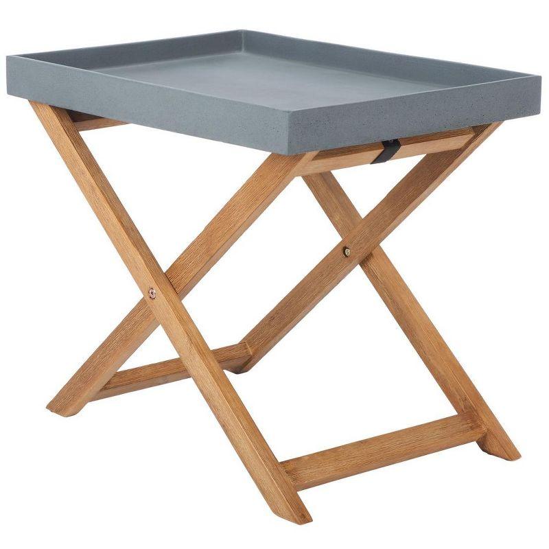 Terance Outdoor Side Table - Natural/Grey - Safavieh