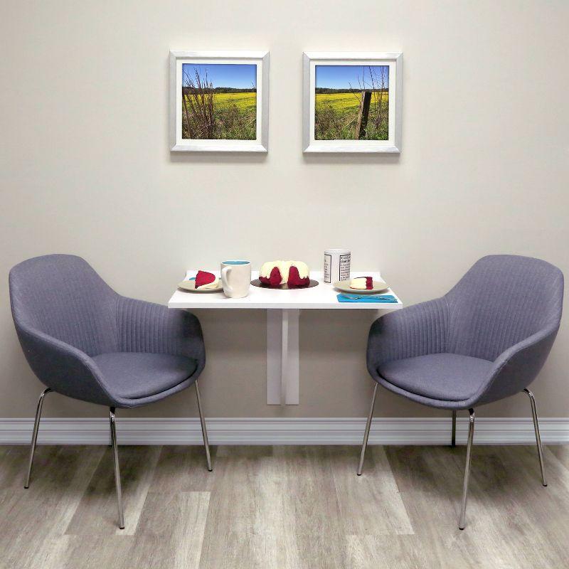 30" x 21.5" Wall Mounted Folding Table and Computer Desk White - InPlace: Fold Down Wall Desk, Kids Foldable Table