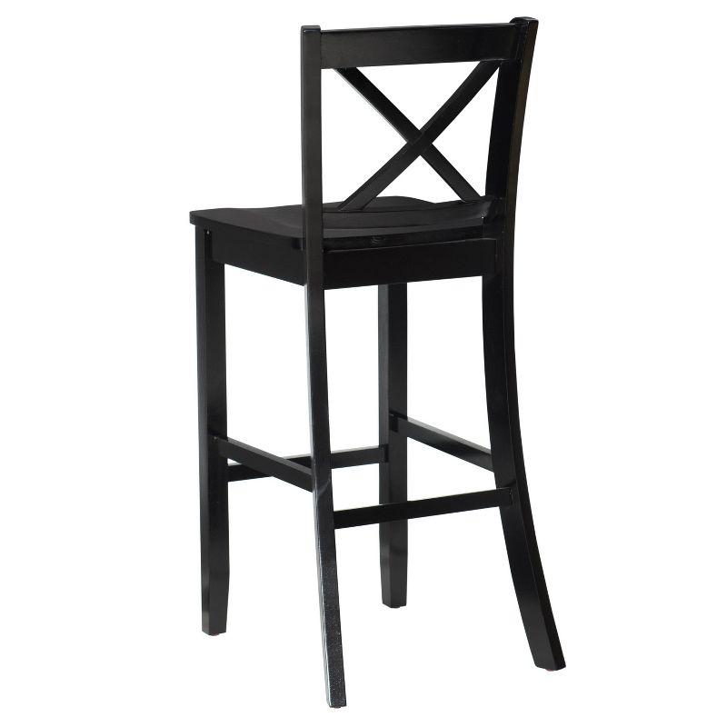 30" Torino X Back Wood Barstool - Black - Linon: Solid Rubberwood, Unupholstered, Armless
