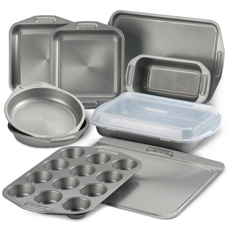 Circulon 10pc Bakeware Nonstick Set Gray: Steel Baking Pan & Cookie Sheet Set, Even-Heating, Dishwasher-Safe