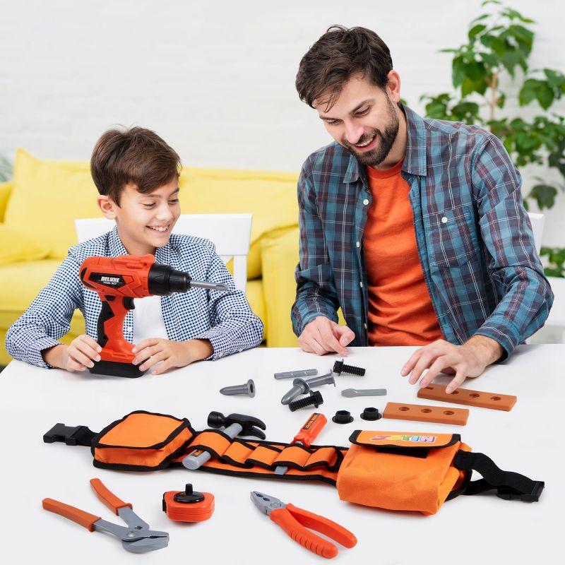Joyfy 19Pcs Kids Tool Set, Pretend Play Toddler Power Toy Tool with Construction Tool Belt for Boy Girl, Birthday Gift Ages 2 3 4 5 6 7 Years Old