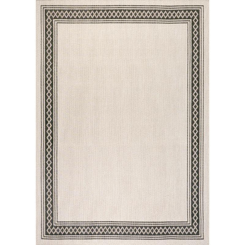 3' x 5' Lucia Classic Diamond Border Indoor/Outdoor Area Rug, Cream/Black - JONATHAN Y