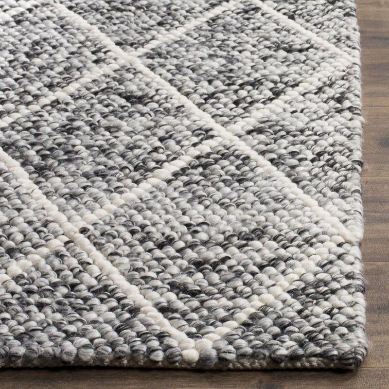 Ivory and Black Hand-Tufted Wool Square Area Rug