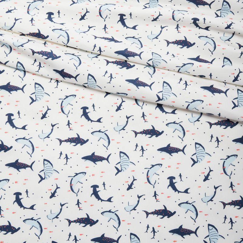 Full Shark Microfiber Kids' Sheet Set - Pillowfort™: Ocean Theme, Full Size, 4-Piece, Blue, OEKO-TEX Certified