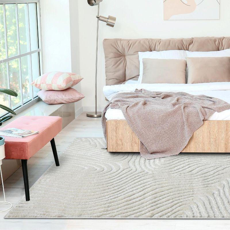 Luxe Weavers Floral Palm Leaf Cream 5x7 Area Rug