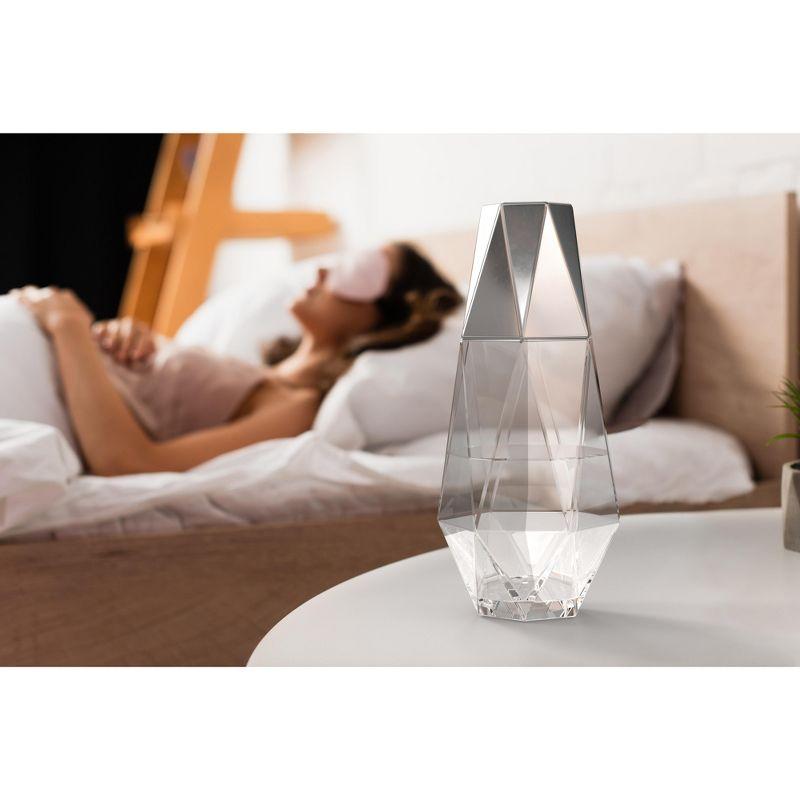 Geometric Clear and Silver Crystal Water Carafe with Tumbler Lid