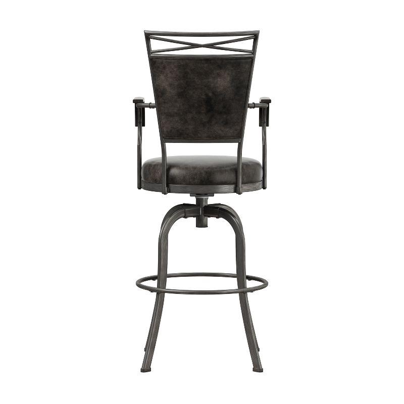 Hillsdale Furniture Bridgetown Metal Bar Height Swivel Stool Pewter: Upholstered, Armrests