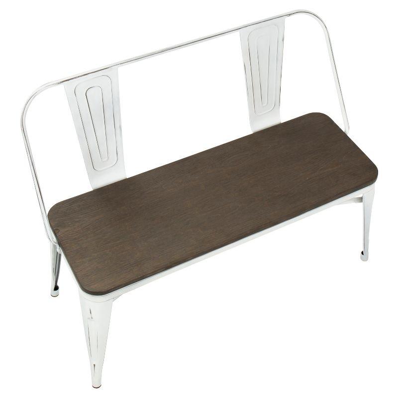 Oregon Industrial Farmhouse Dining/Entryway Bench - Vintage White Metal/Expresso Bamboo - Lumisource