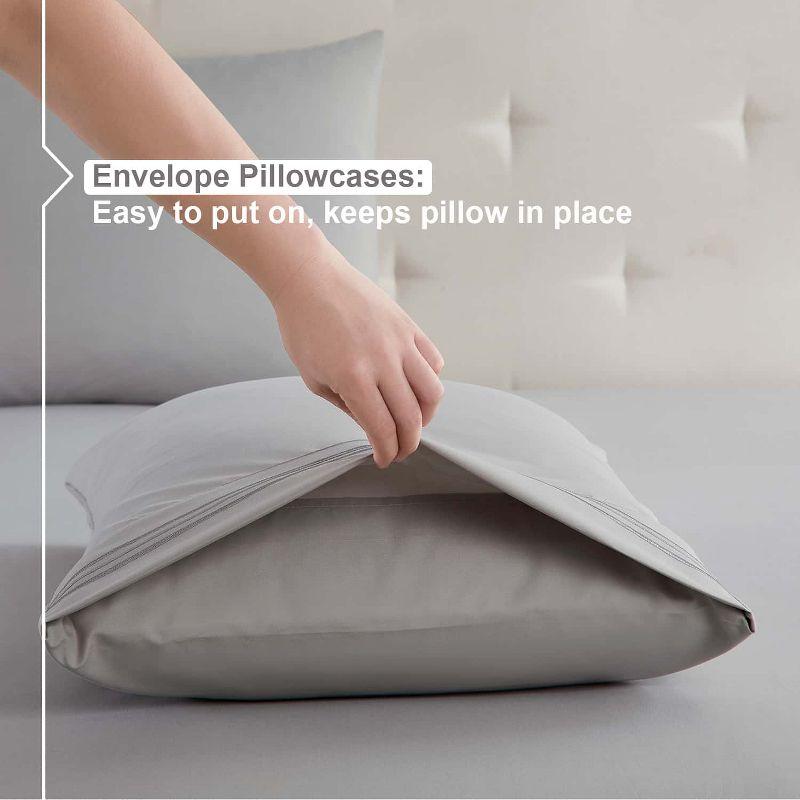 Clara Clark Bed Sheets, Premier 1800 Series 4 Piece Bed Sheet Set, Deep Pocket Luxury Soft Bedding Sheets & Pillowcases, Twin, Light Gray