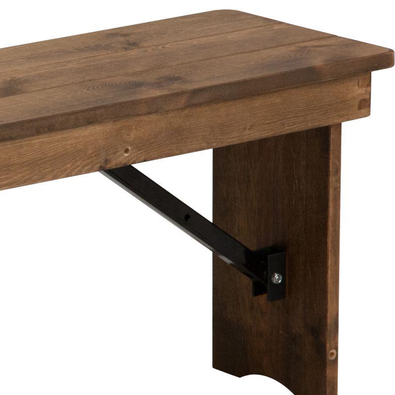 Merrick Lane 40" x 12" Antique Rustic Solid Pine Folding Farmhouse Style Bench