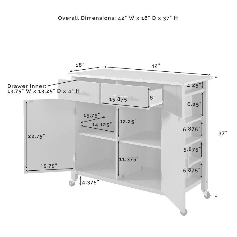 Savannah Wood Top Drop Leaf Kitchen Cart with Spice Rack and Storage